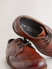 Tan Brown Wide Fit (G) Smart Leather Brogue Shoes - Image 3 of 5