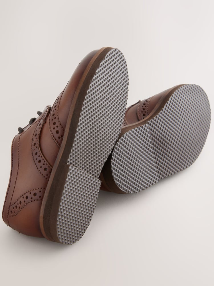 Tan Brown Wide Fit (G) Smart Leather Brogue Shoes - Image 5 of 5