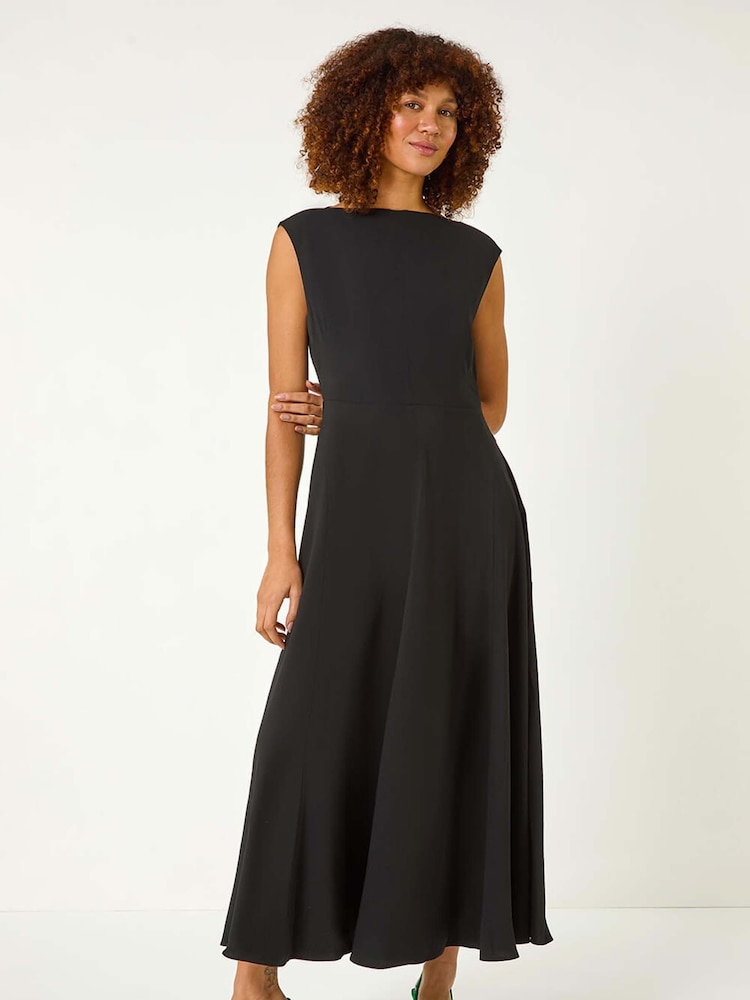 Negro - Roman Alto Neck Pleated Midi Dress - Imagen 2 de 5 Negro - Roman Alto Neck Pleated Midi Dress - Imagen 2 de 5