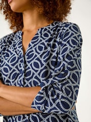 Roman Blue Textured Abstract Print Shirt - Image 5 of 5