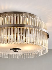 Lipsy Brushed Silver Flush Fitting Round Glass Ceiling Light - Image 3 of 4