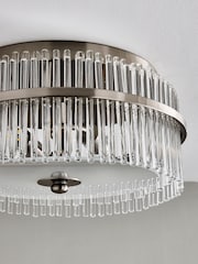 Lipsy Brushed Silver Flush Fitting Round Glass Ceiling Light - Image 4 of 4