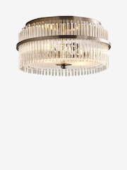 Lipsy Brushed Silver Flush Fitting Round Glass Ceiling Light - Image 5 of 5