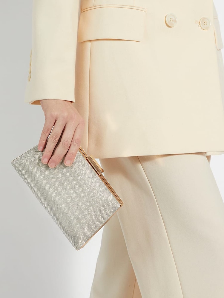Dune London Gold Bellaria Angled Frame Clutch Bag - Image 1 of 5