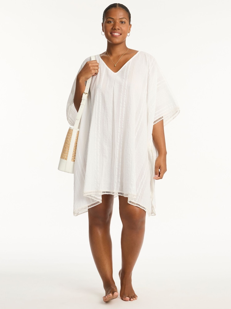 Sea Level White Heatwave 100% Cotton Kaftan - Image 1 of 4