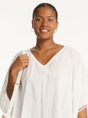 Sea Level White Heatwave 100% Cotton Kaftan - Image 4 of 4