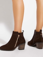 Dune London Brown Dark Regular Fit Paicing Side Zip Ankle Boots - Image 1 of 6