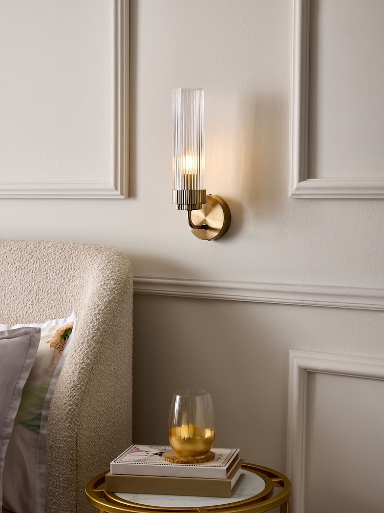 Lipsy Brass Ridge Glass Wall Light - Image 1 of 5