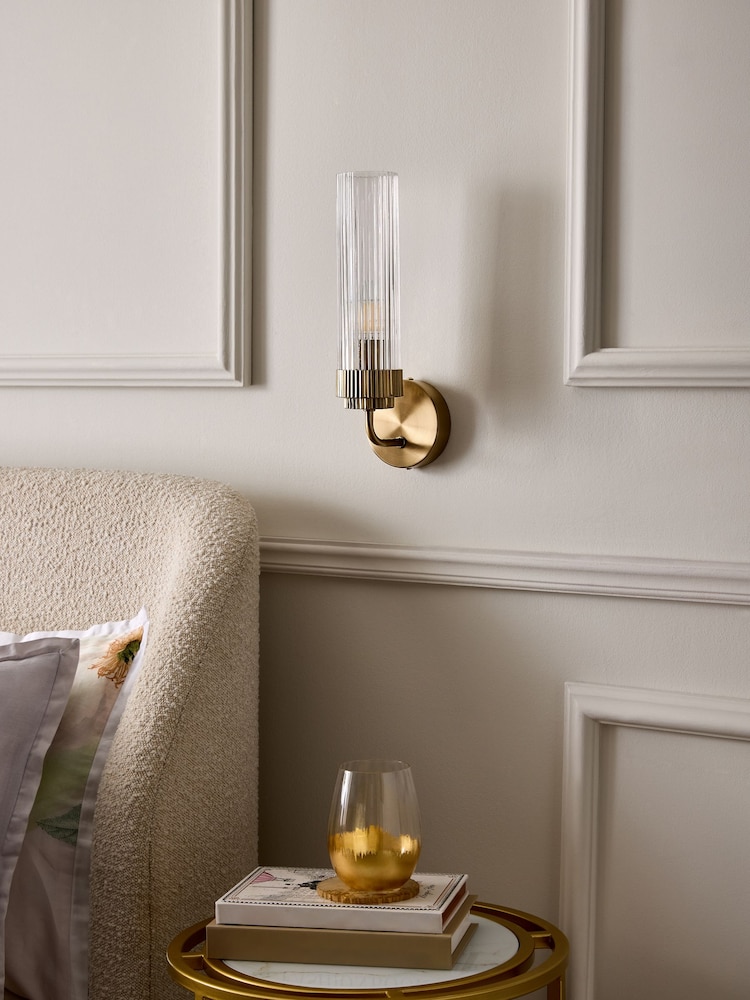 Lipsy Brass Ridge Glass Wall Light - Image 2 of 5