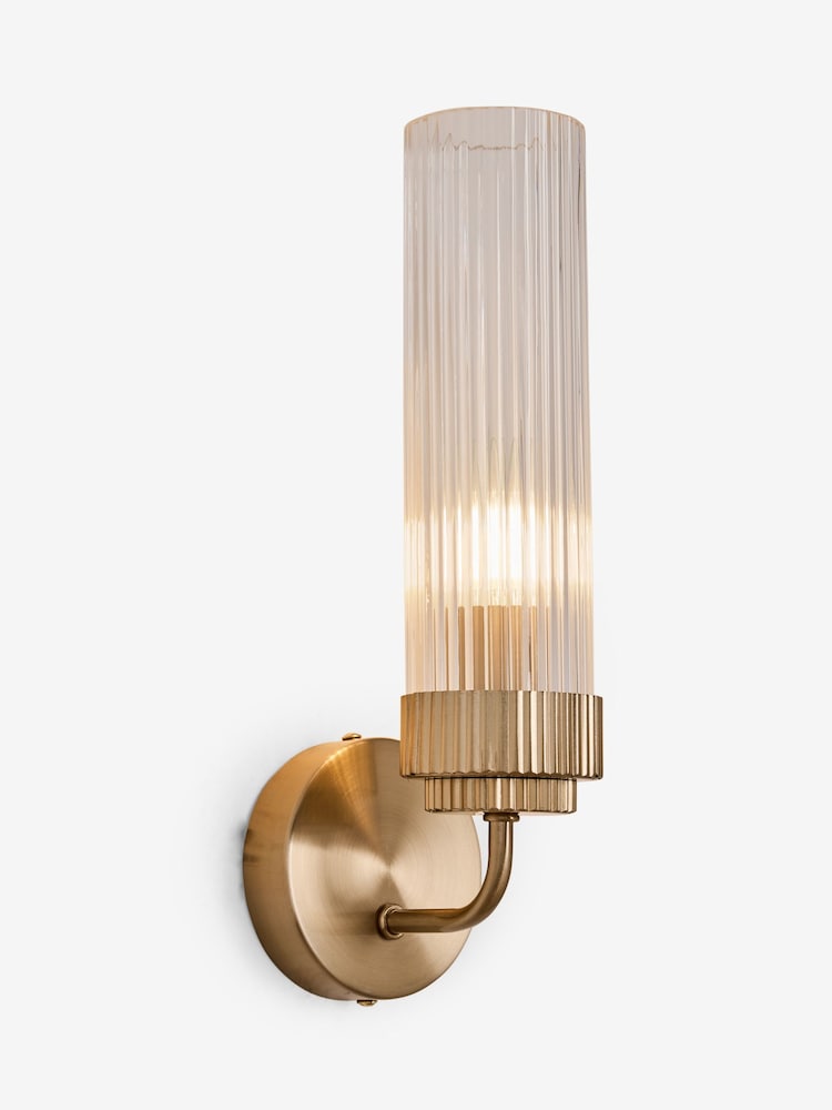 Lipsy Brass Ridge Glass Wall Light - Image 5 of 5