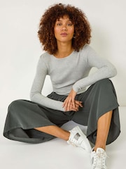 Roman Grey Corduroy Wide Leg 100% Cotton Culottes - Image 1 of 5