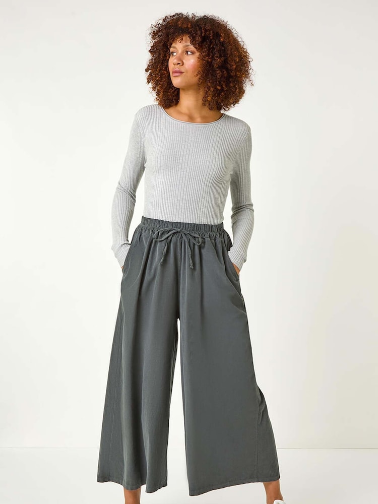 Roman Grey Corduroy Wide Leg 100% Cotton Culottes - Image 2 of 5