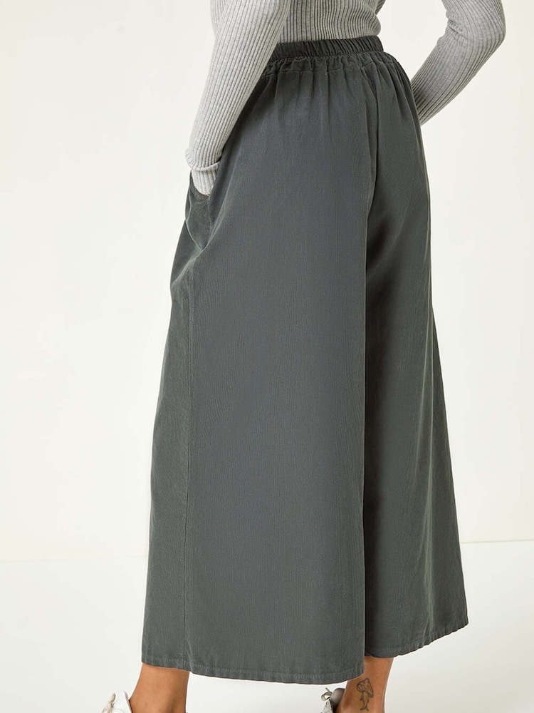 Roman Grey Corduroy Wide Leg 100% Cotton Culottes - Image 3 of 5