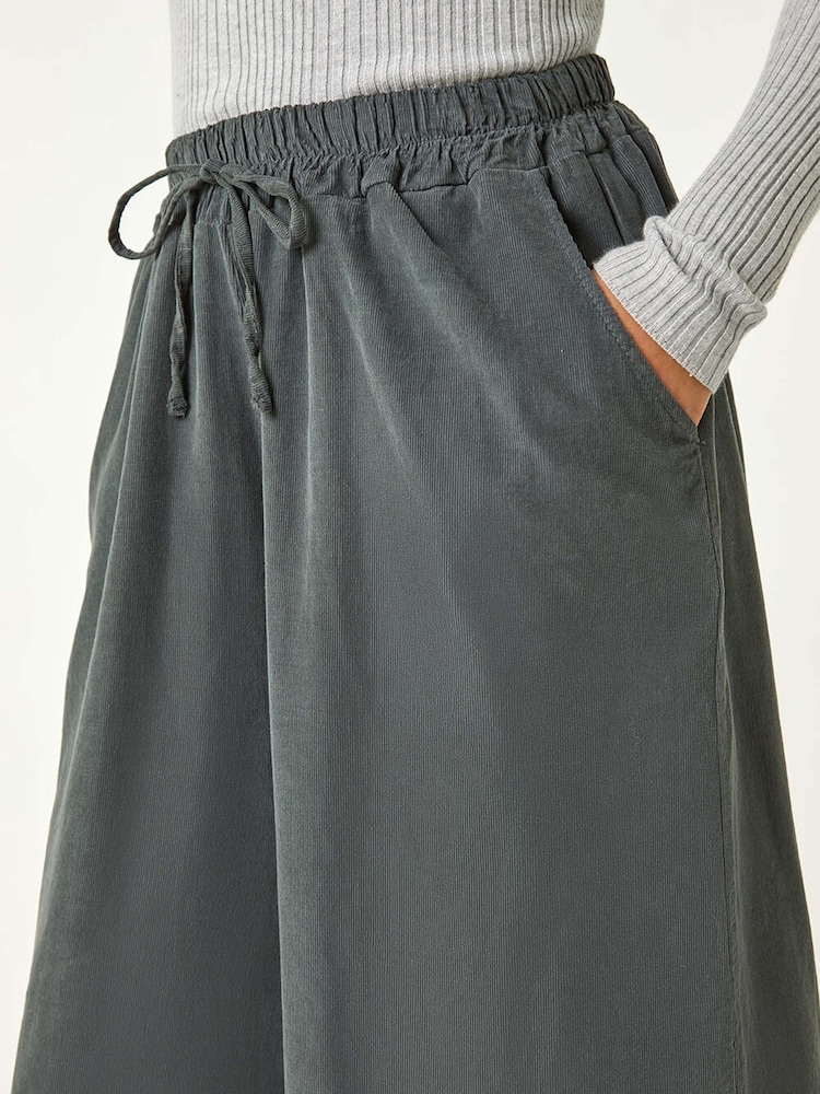 Roman Grey Corduroy Wide Leg 100% Cotton Culottes - Image 5 of 5