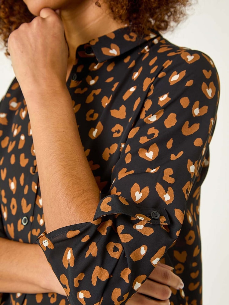 Roman Black Abstract Spot Print Shirt - Image 5 of 5