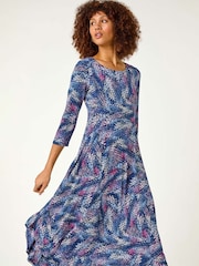 Roman Pink Abstract Hanky Hem Midi Dress - Image 1 of 5