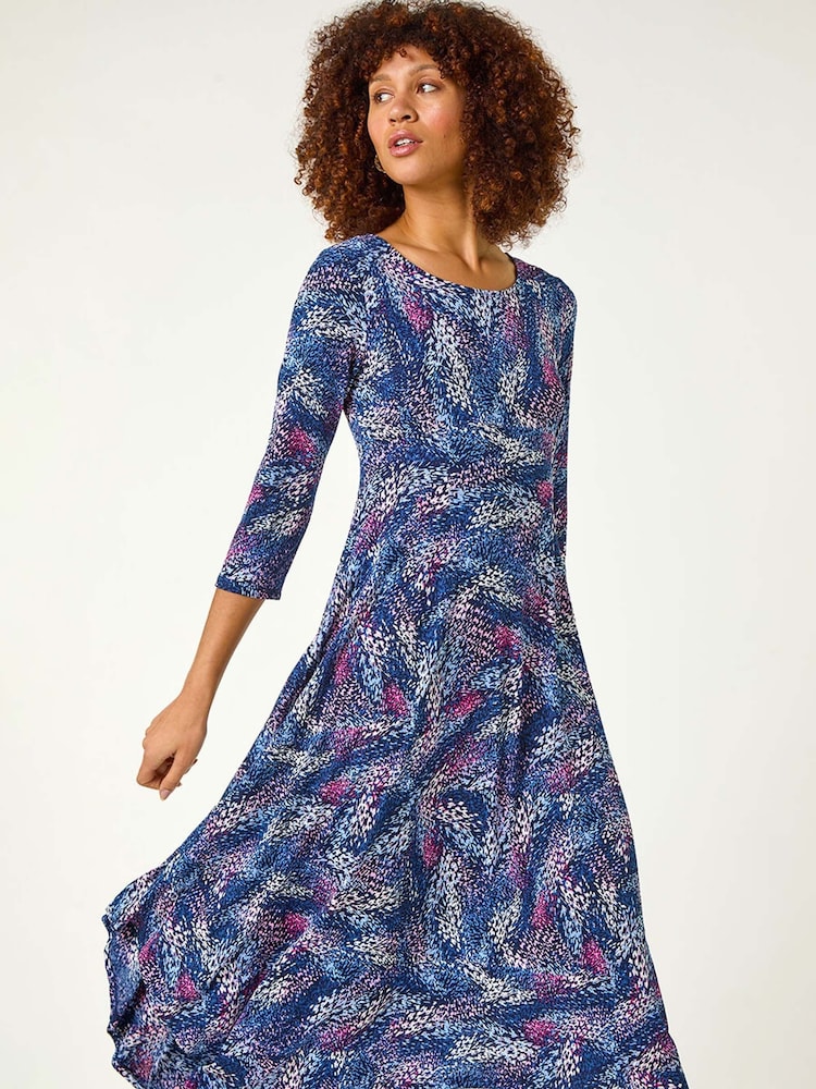 Roman Pink Abstract Hanky Hem Midi Dress - Image 1 of 5