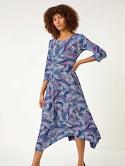 Roman Pink Abstract Hanky Hem Midi Dress - Image 2 of 5