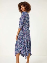 Roman Pink Abstract Hanky Hem Midi Dress - Image 3 of 5