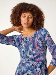 Roman Pink Abstract Hanky Hem Midi Dress - Image 4 of 5