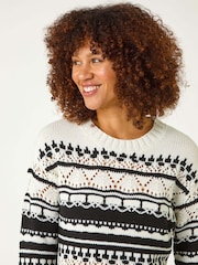 Roman Black Contrast Pointelle Knit Jumper - Image 4 of 5