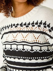 Roman Black Contrast Pointelle Knit Jumper - Image 5 of 5