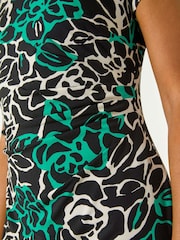 Roman Green Floral Print Side Ruched Dress - Image 5 of 5