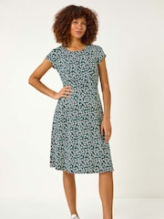 Roman Green Floral Printed Midi Dress - Image 1 of 5