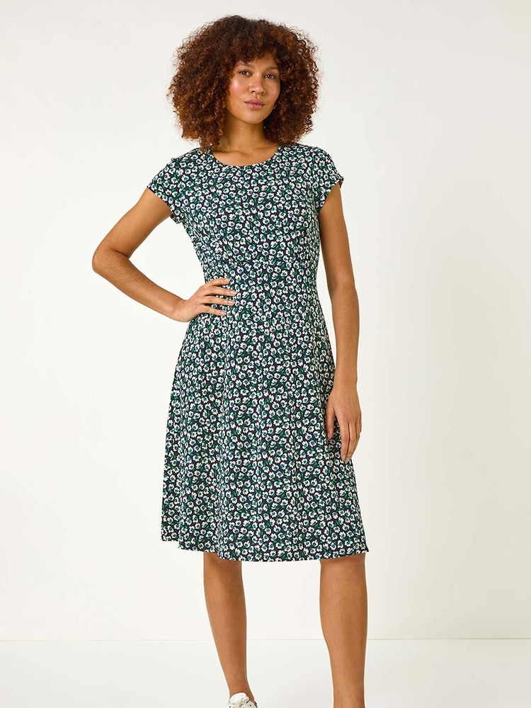 Roman Green Floral Printed Midi Dress - Image 1 of 5