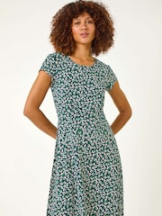 Roman Green Floral Printed Midi Dress - Image 2 of 5