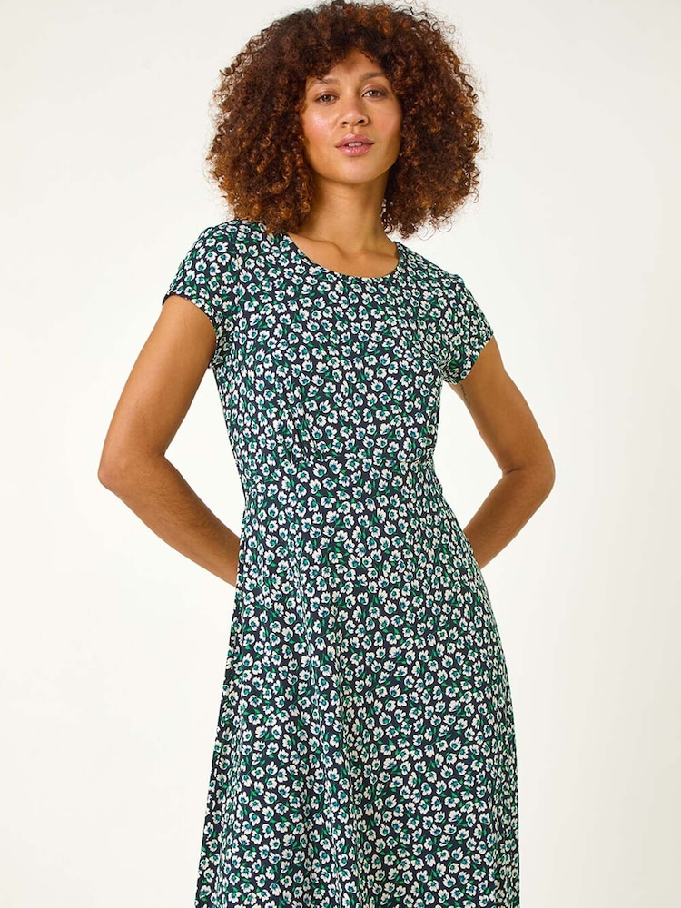 Roman Green Floral Printed Midi Dress - Image 2 of 5