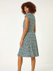 Roman Green Floral Printed Midi Dress - Image 3 of 5