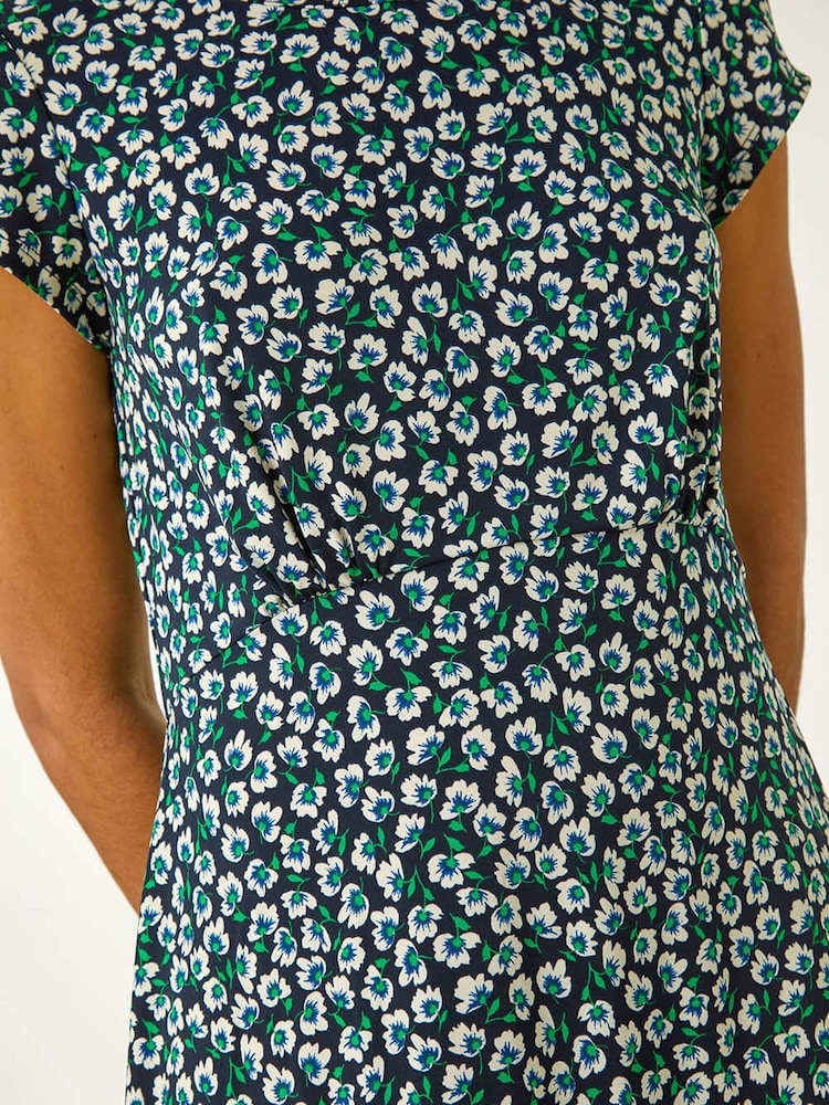 Roman Green Floral Printed Midi Dress - Image 5 of 5