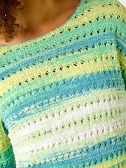 Roman Green Ombre Openwork Knit Jumper - Image 5 of 5