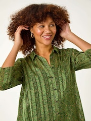 Roman Green Animal Print Collared Shirt - Image 2 of 5