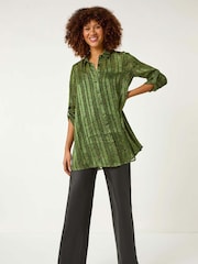 Roman Green Animal Print Collared Shirt - Image 3 of 5