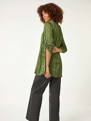 Roman Green Animal Print Collared Shirt - Image 4 of 5