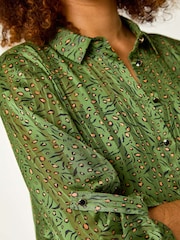 Roman Green Animal Print Collared Shirt - Image 5 of 5