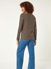 Roman Brown Melange Chevron Knit Jumper - Image 4 of 5