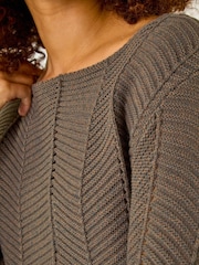 Roman Brown Melange Chevron Knit Jumper - Image 5 of 5