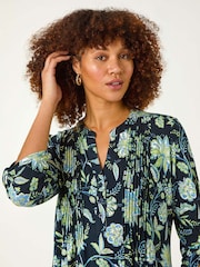 Roman Green Floral Print Pintuck Shirt - Image 4 of 5