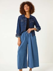 Roman Blue Corduroy Wide Leg 100% Cotton Culottes - Image 2 of 5