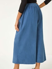 Roman Blue Corduroy Wide Leg 100% Cotton Culottes - Image 3 of 5