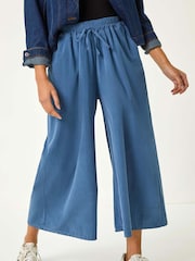 Roman Blue Corduroy Wide Leg 100% Cotton Culottes - Image 4 of 5