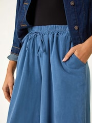 Roman Blue Corduroy Wide Leg 100% Cotton Culottes - Image 5 of 5