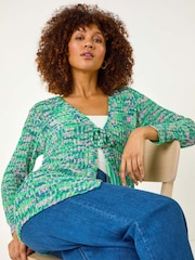 Roman Green Spacedye Tie Knit Cardigan - Image 1 of 5