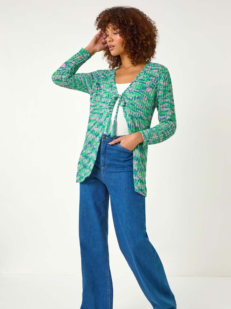 Roman Green Spacedye Tie Knit Cardigan - Image 2 of 5