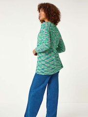Roman Green Spacedye Tie Knit Cardigan - Image 3 of 5