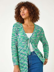 Roman Green Spacedye Tie Knit Cardigan - Image 4 of 5