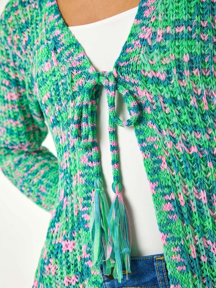 Roman Green Spacedye Tie Knit Cardigan - Image 5 of 5